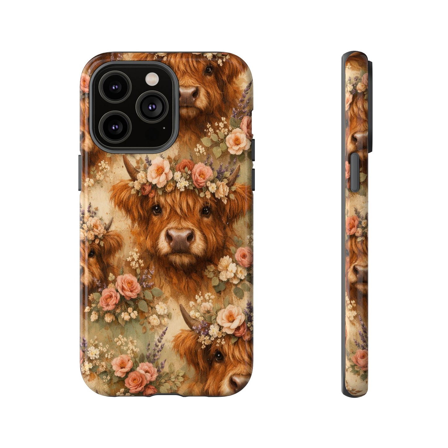 Floral Highland Cow Tough Case