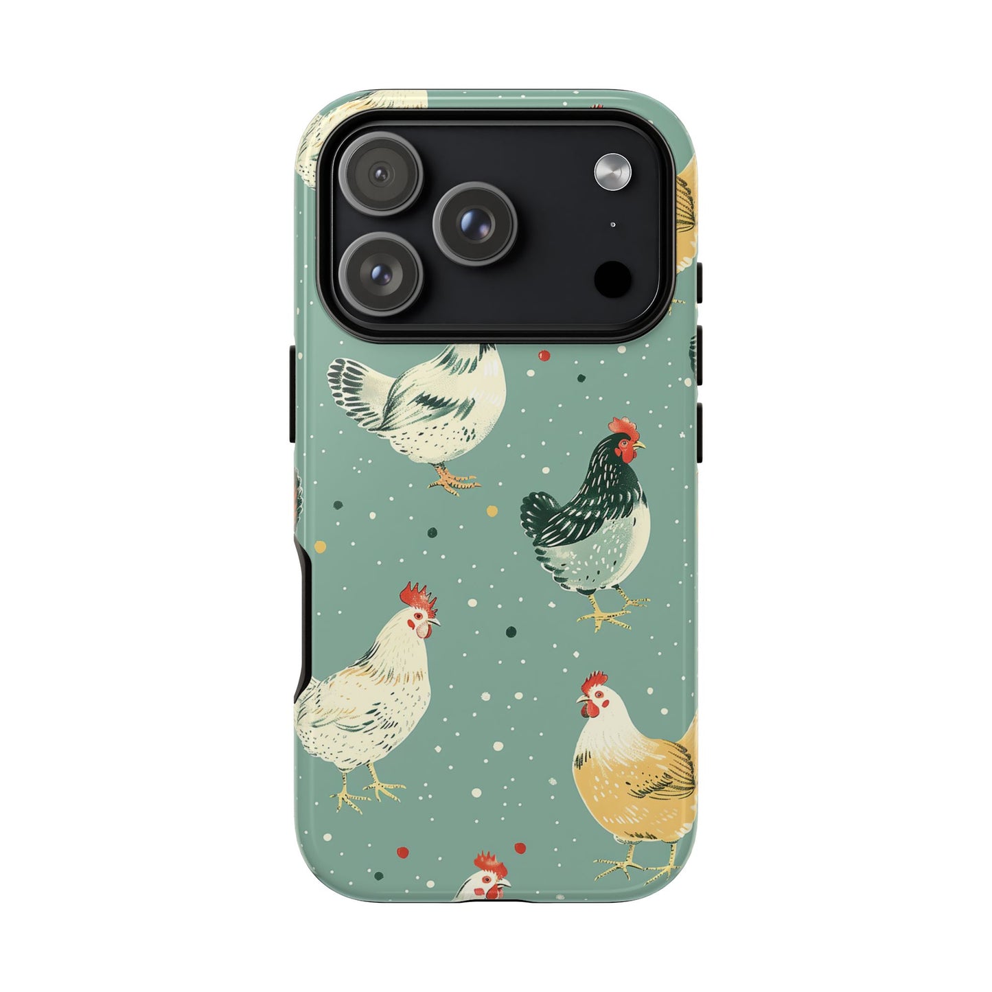 Green Polka Dot Chickens Tough Phone Case