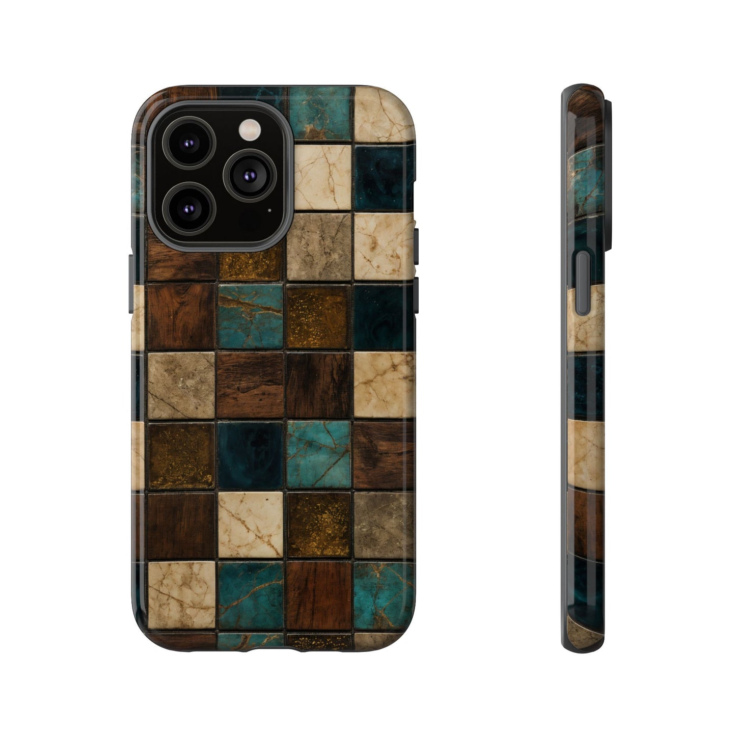 Teal Walnut Tile Tough Case