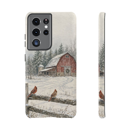 Snowy Red Barn Tough Case