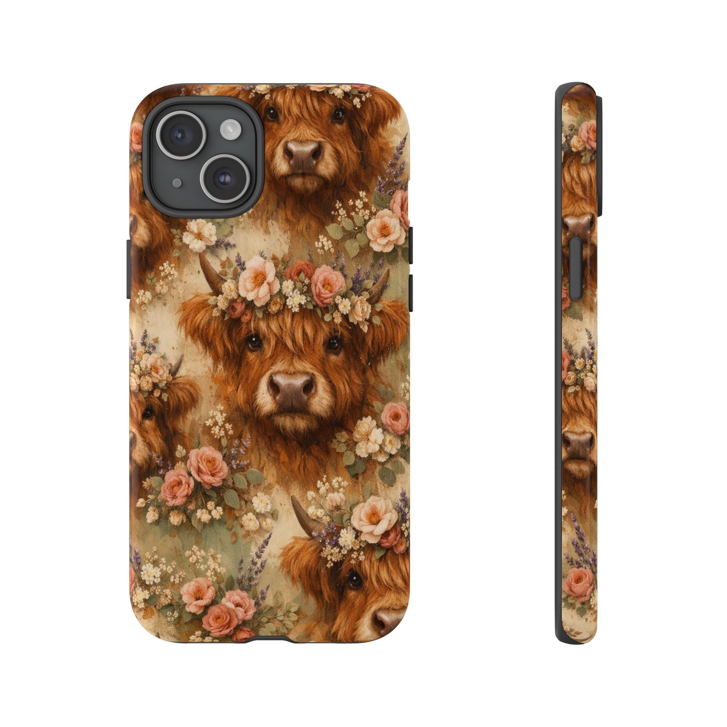 Floral Highland Cow Tough Case