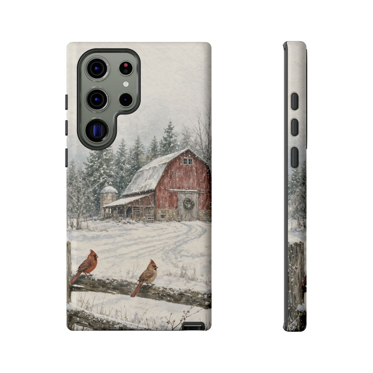 Snowy Red Barn Tough Case