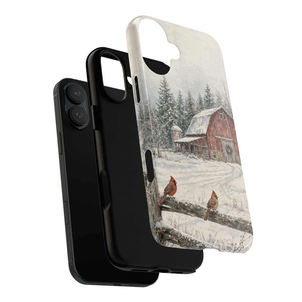 Snowy Red Barn Tough Case