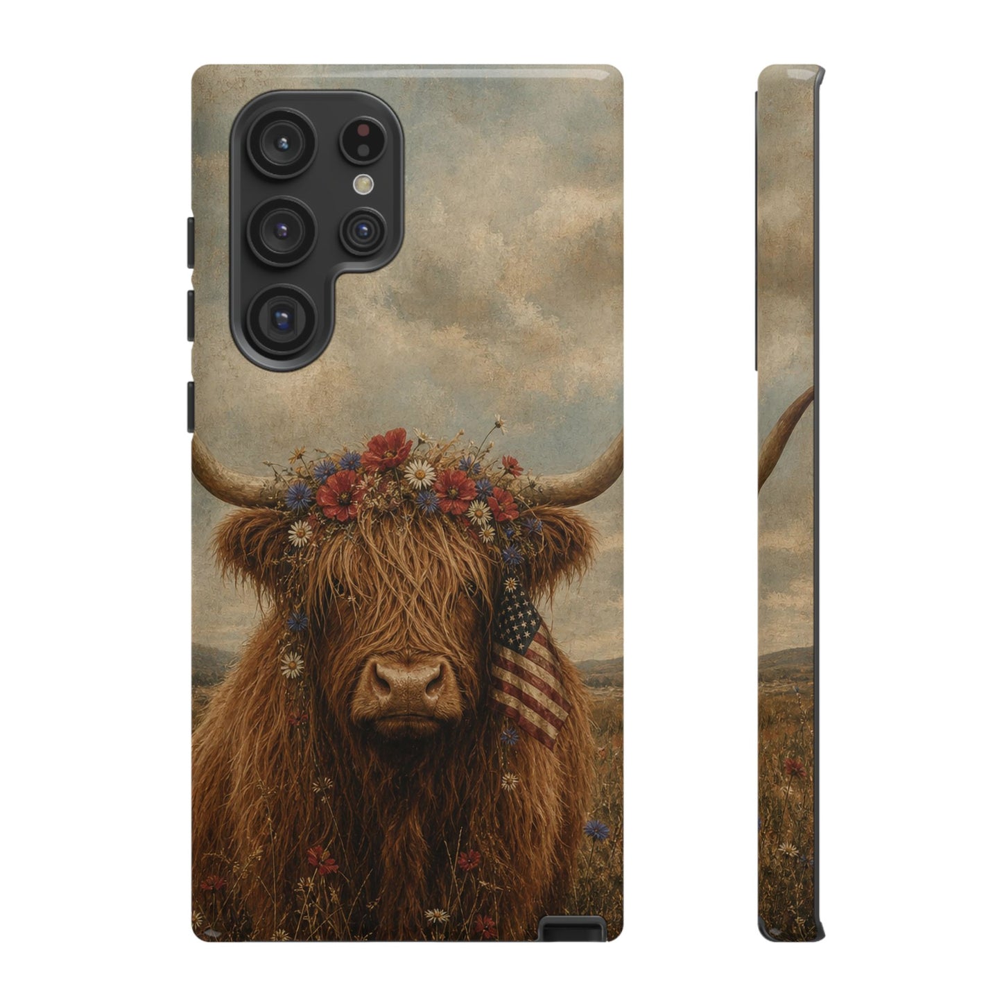 Patriotic Highland Cow Tough Case