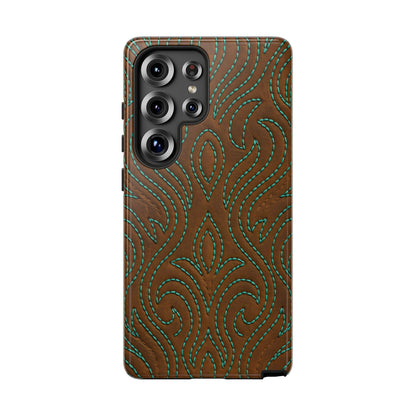 Turquoise Stitched Tough Phone Case