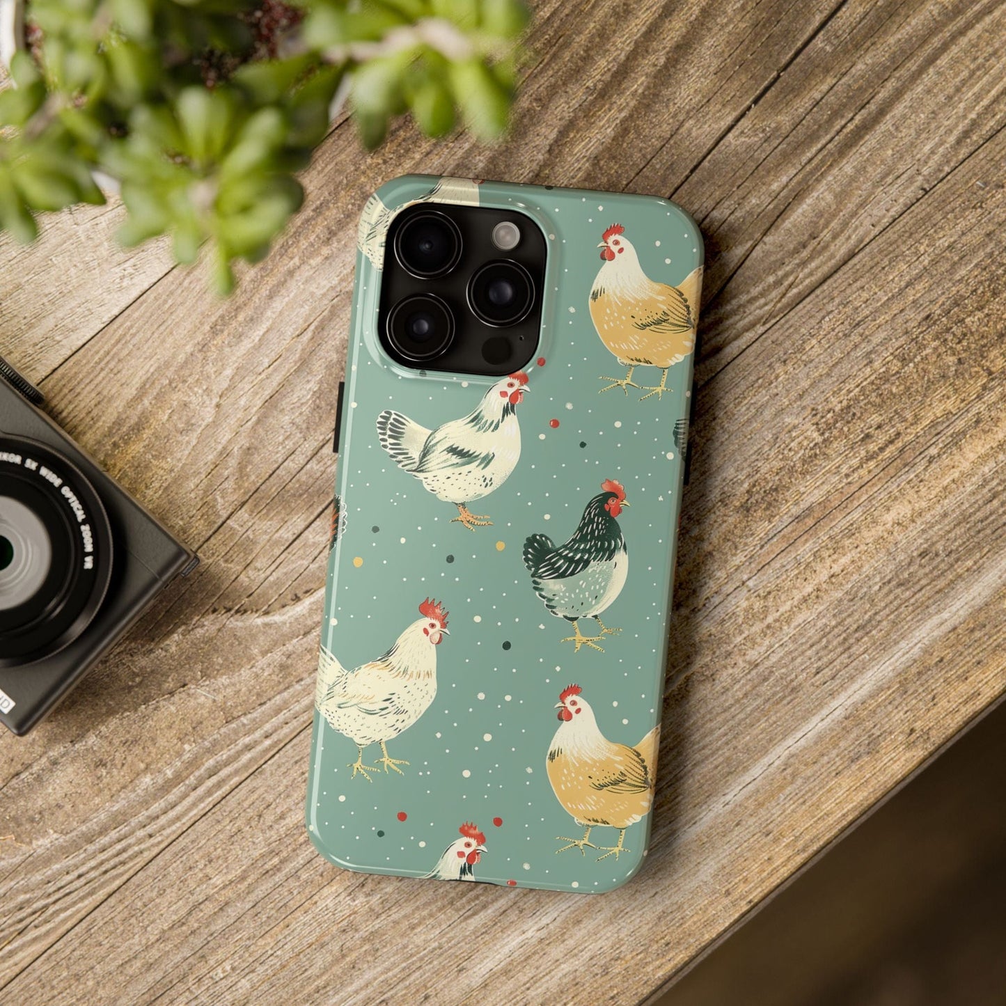 Green Polka Dot Chickens Phone Case