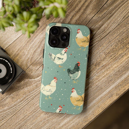 Green Polka Dot Chickens Phone Case