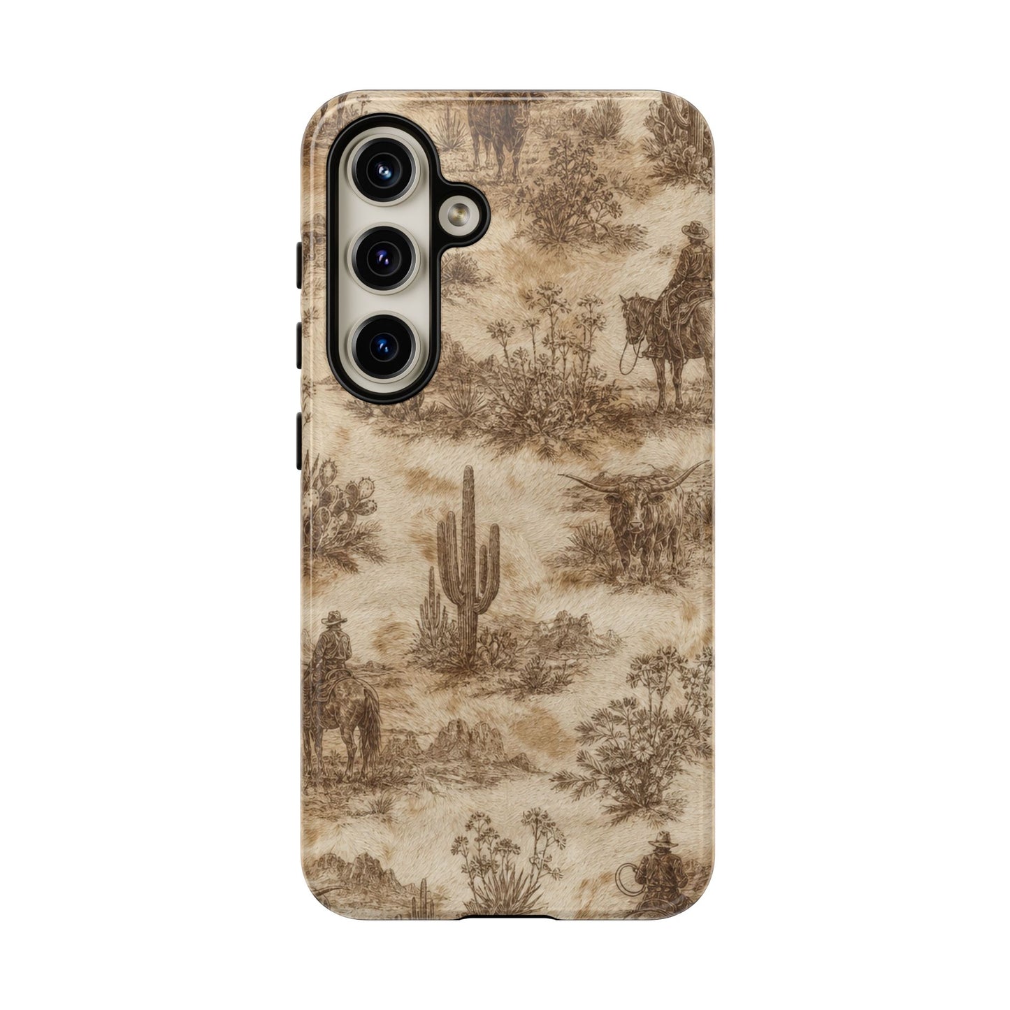 Ivory Cowhide Toile Tough Case