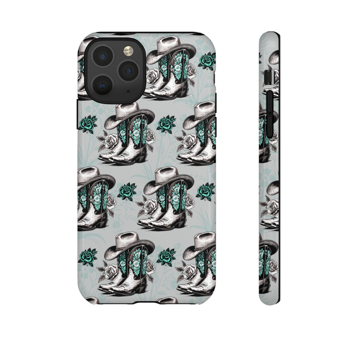 Teal Floral Boots Tough Case