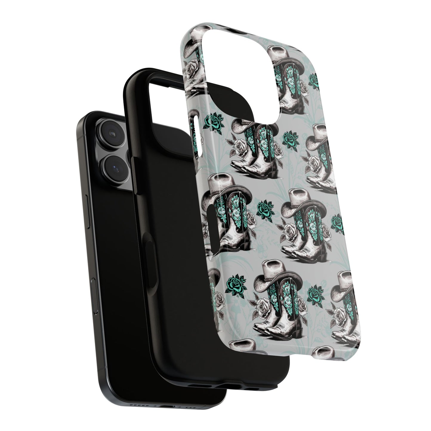 Teal Floral Boots Tough Case