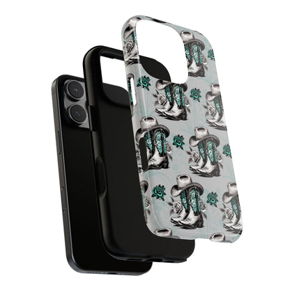 Teal Floral Boots Tough Case