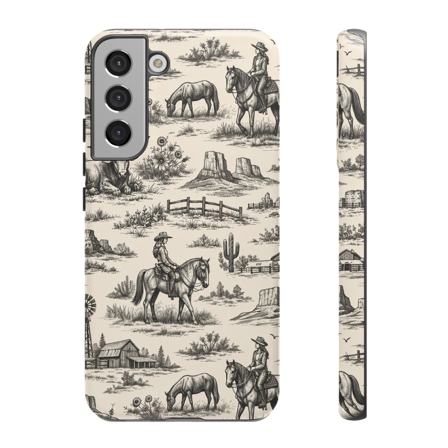 Western Toile Black Tough Case