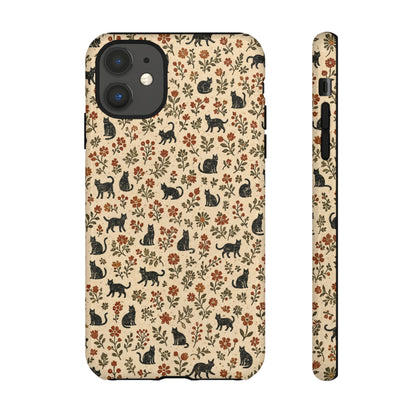 Black Cat Floral Tough Case