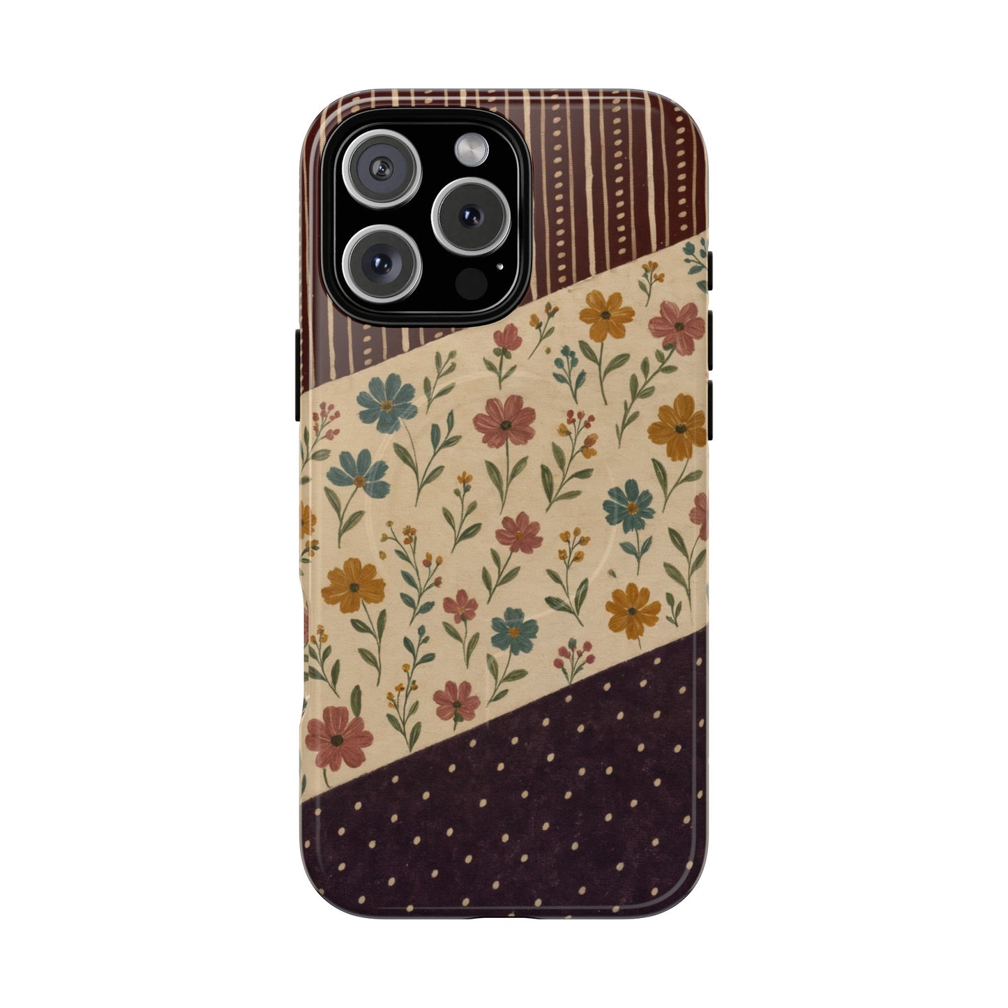 Fall Floral Stripe Magnetic Case