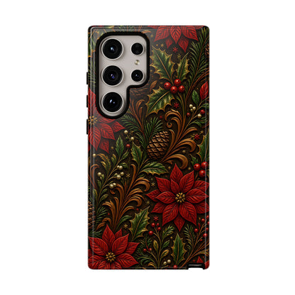 Carved Christmas Holly Tough Case