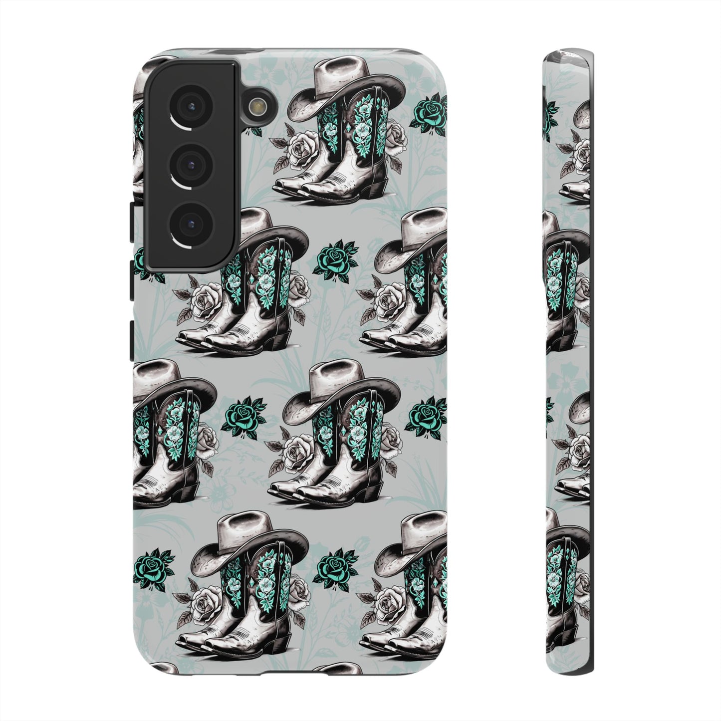 Teal Floral Boots Tough Case