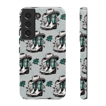 Teal Floral Boots Tough Case