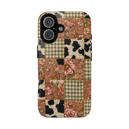 Cowhide Floral Quilt Magnetic Case