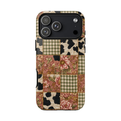Cowhide Floral Quilt Tough Case