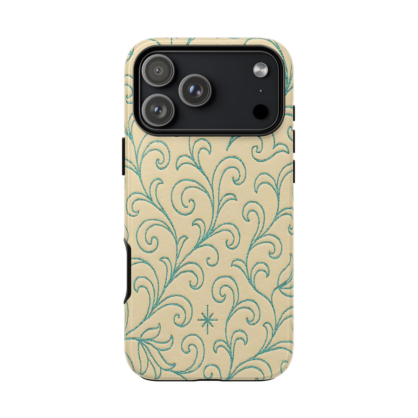 Cream + Turquoise Stitch Tough Case