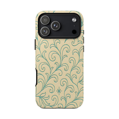 Cream + Turquoise Stitch Tough Case