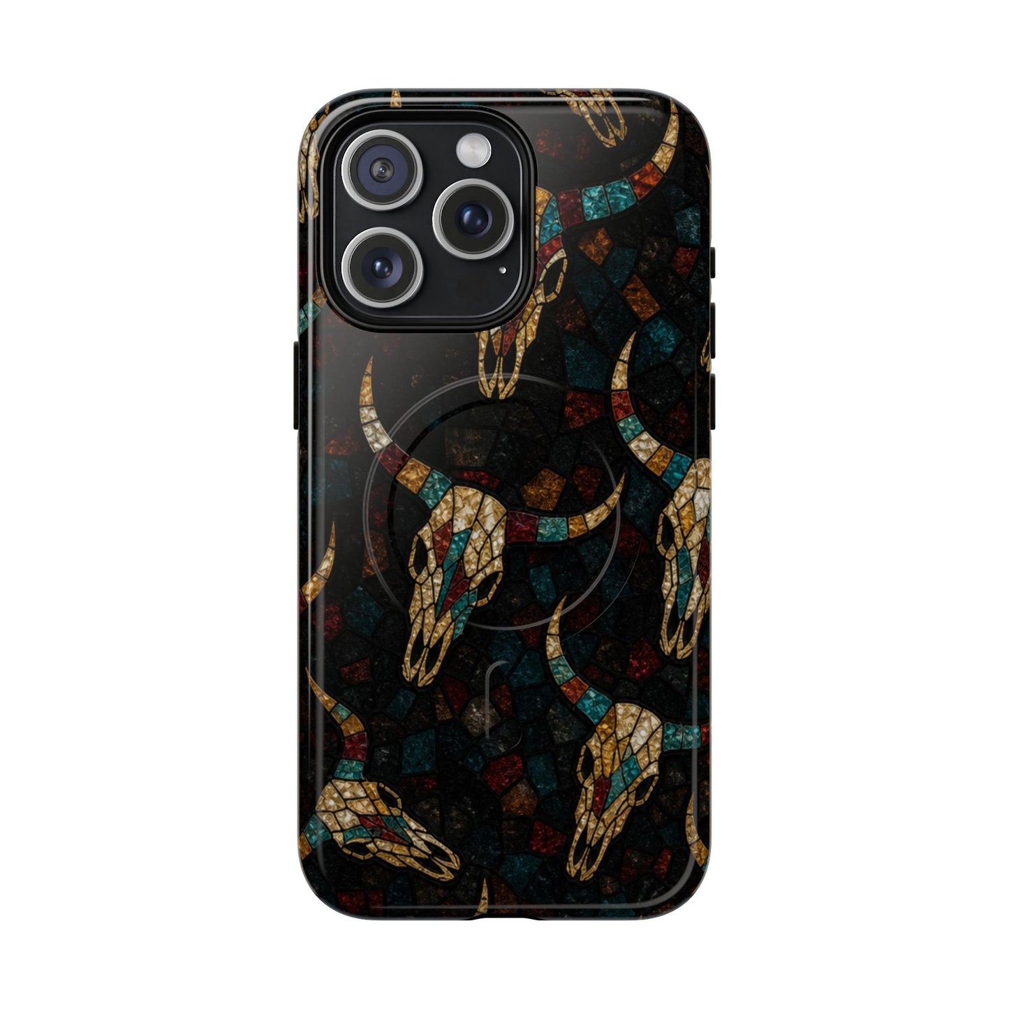 Stained Bull Skull Magnetic Case