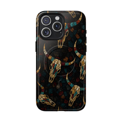 Stained Bull Skull Magnetic Case