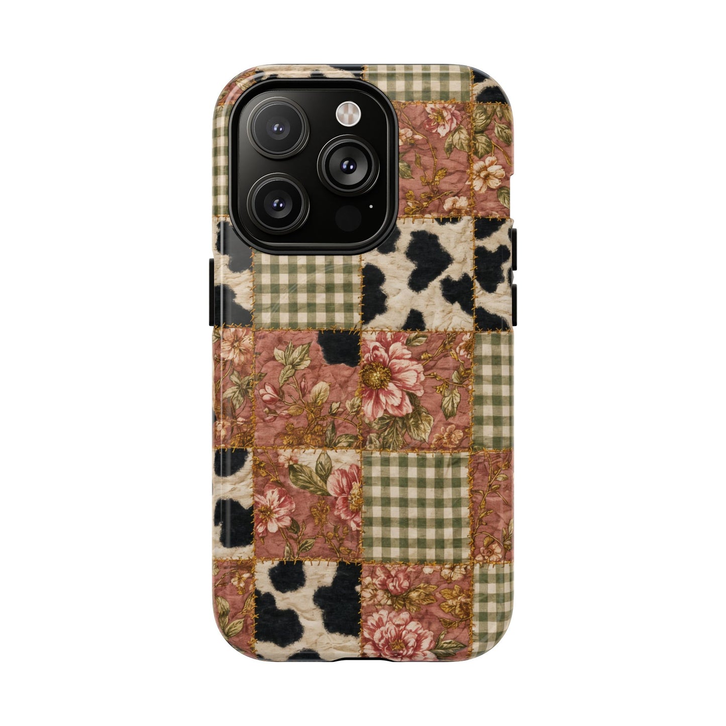 Cowhide Floral Quilt Magnetic Case