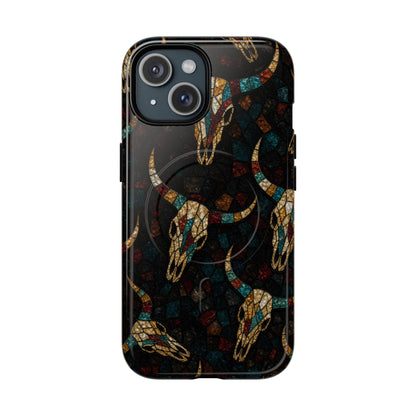 Stained Bull Skull Magnetic Case