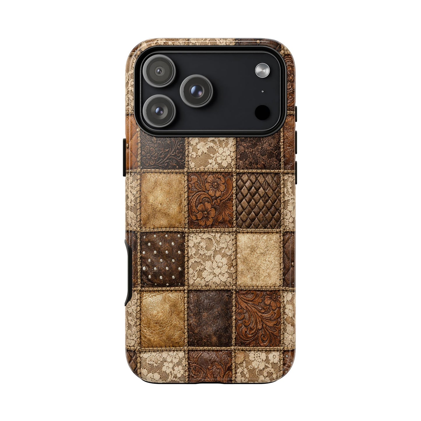 Leather Lace Patchwork Tough Case