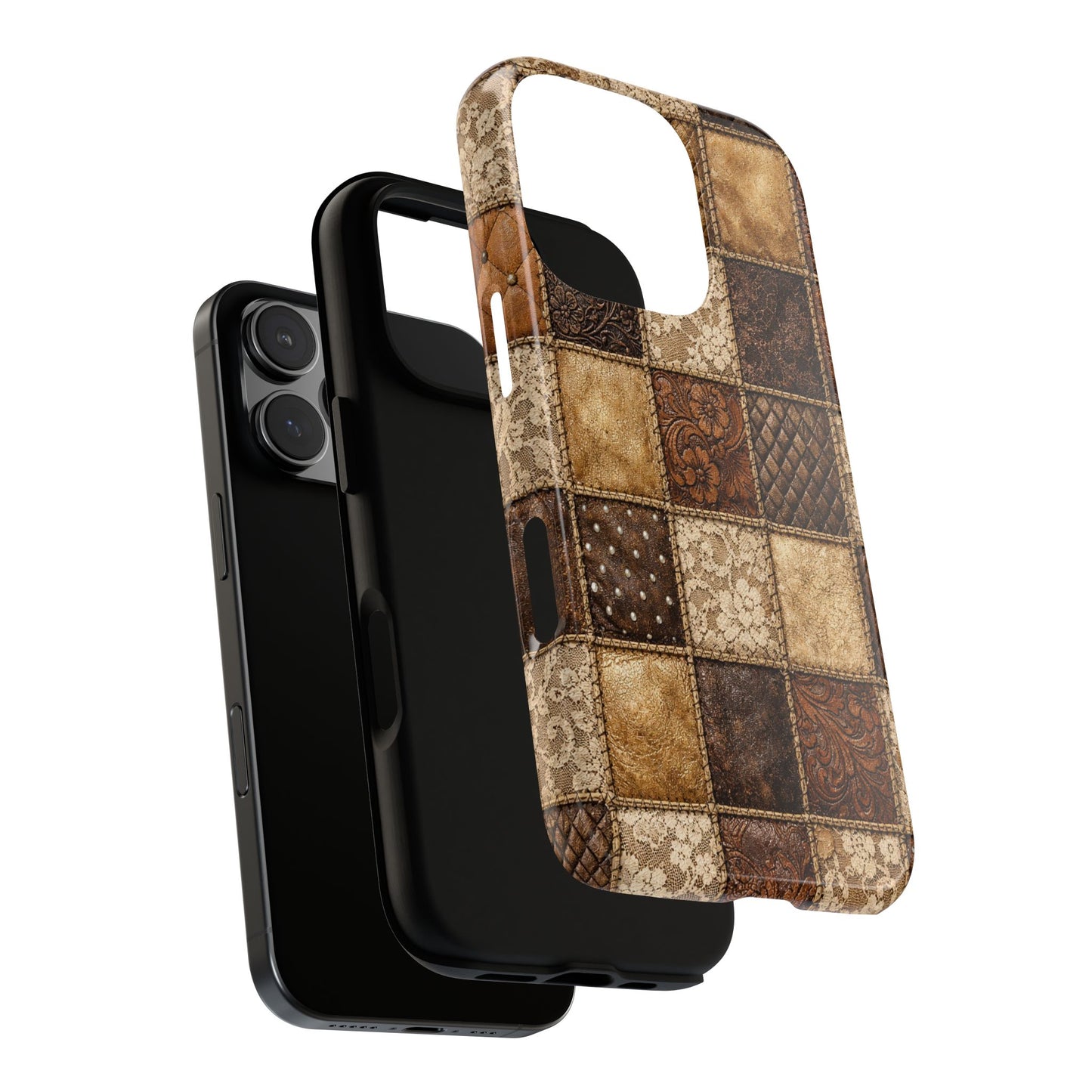 Leather Lace Patchwork Tough Case