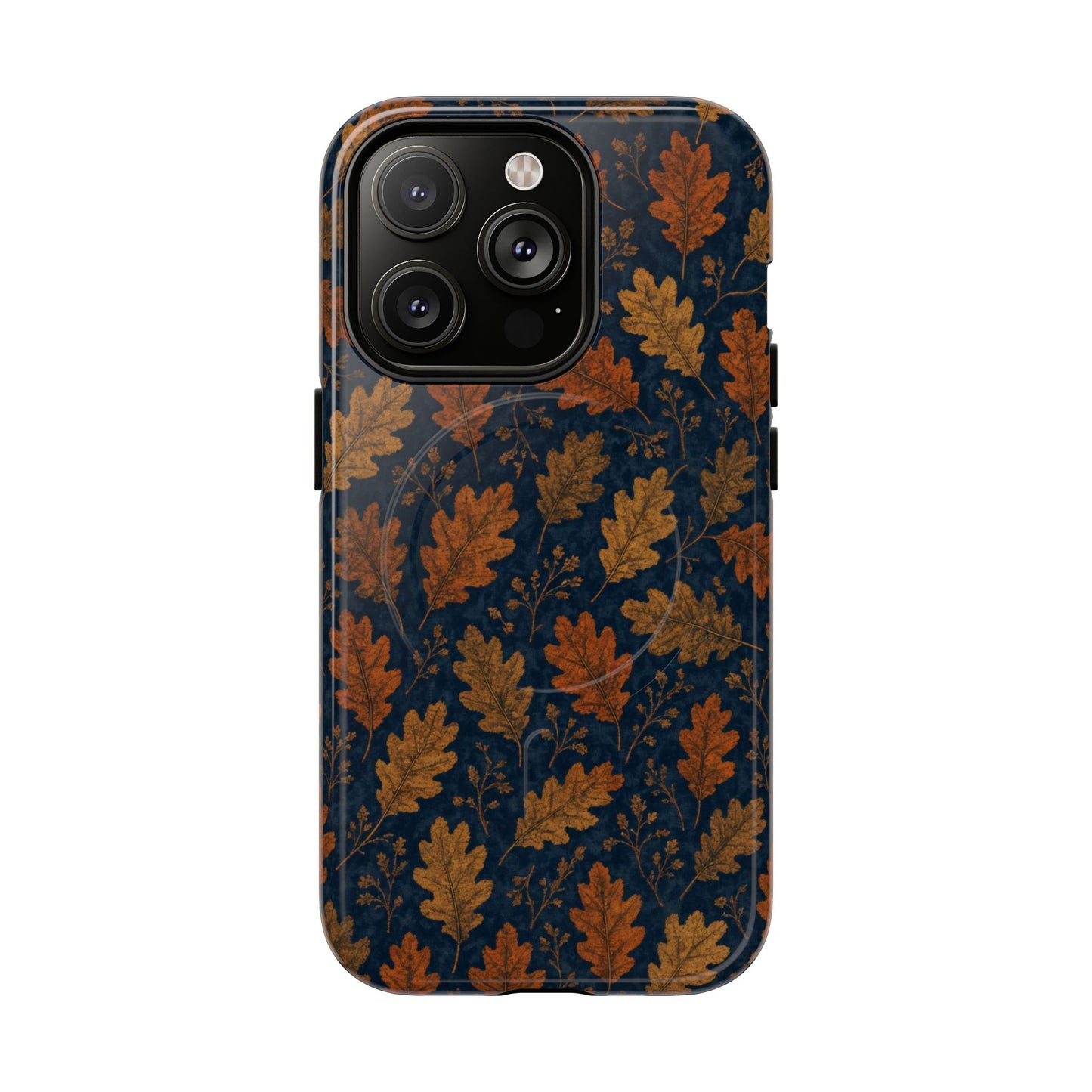 Navy Autumn Leaves Magnetic Case