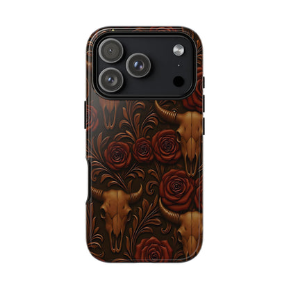 Bull Skull Cowgirl Rose Tough Phone Case
