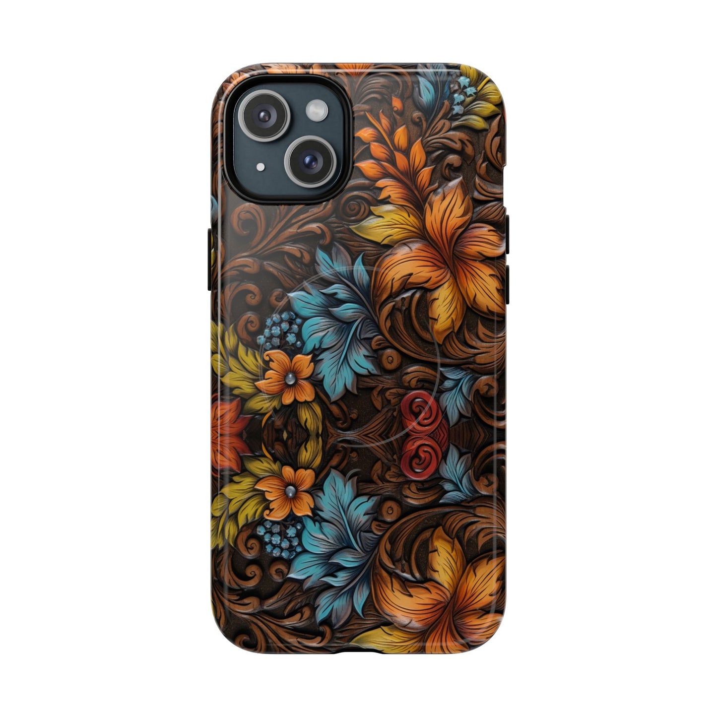 Floral Wood-Print Magnetic Case