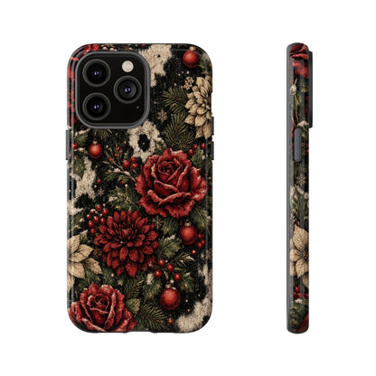 Cowhide Christmas Roses Tough Case