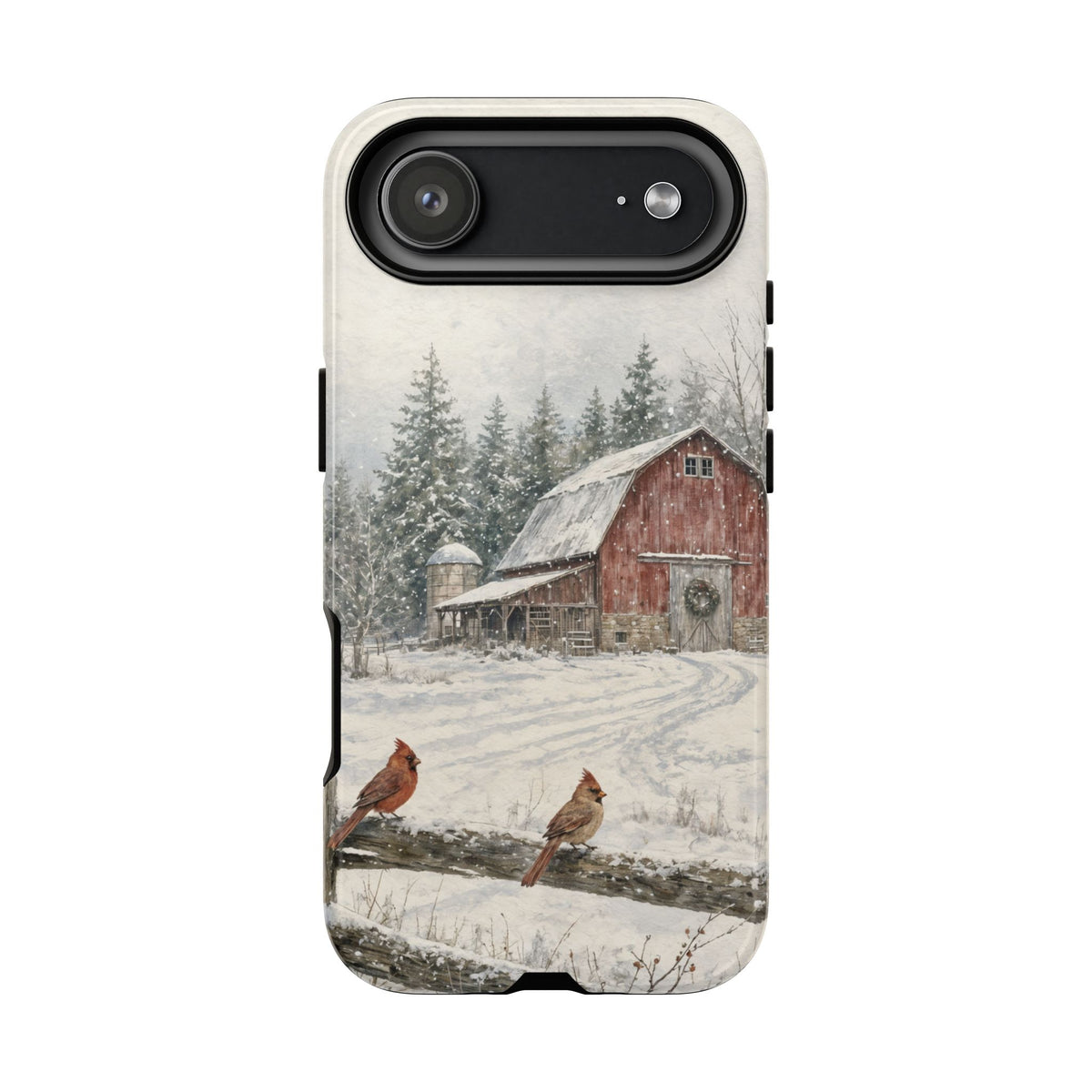 Snowy Red Barn Tough Case
