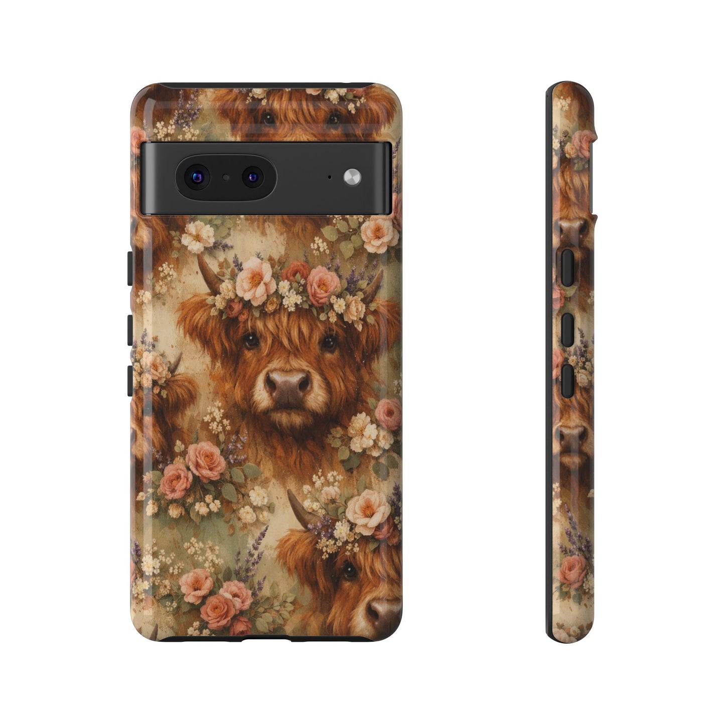 Floral Highland Cow Tough Case
