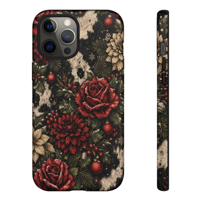 Cowhide Christmas Roses Tough Case