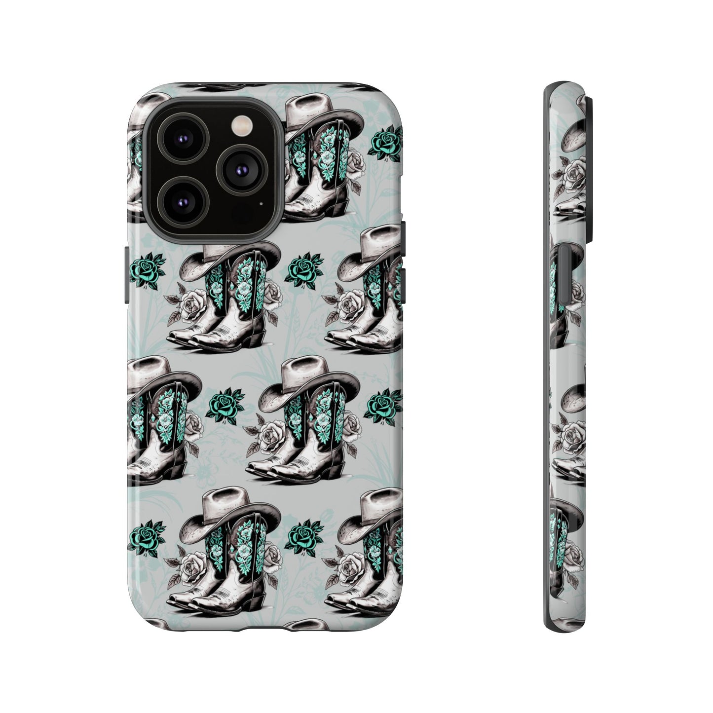 Teal Floral Boots Tough Case