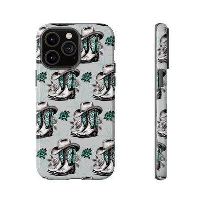 Teal Floral Boots Tough Case