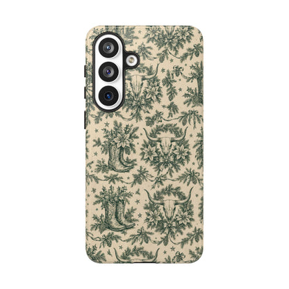 Longhorn Holiday Toile Tough Case