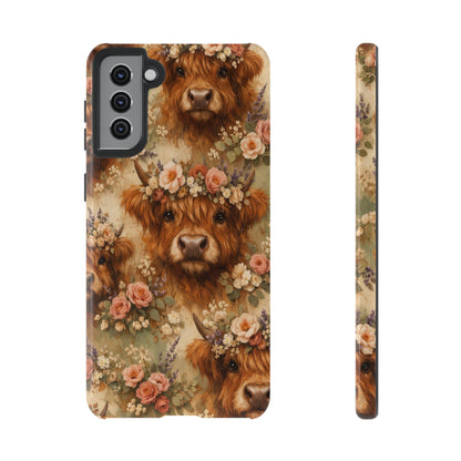 Floral Highland Cow Tough Case