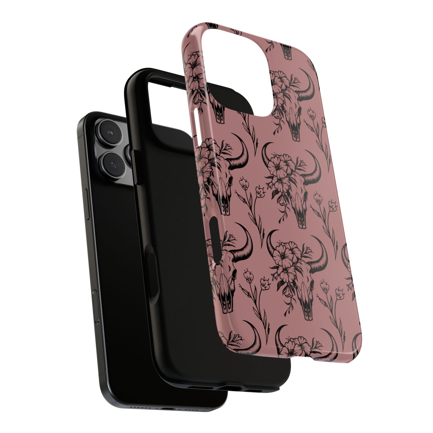 Mauve Floral Skull Tough Phone Case