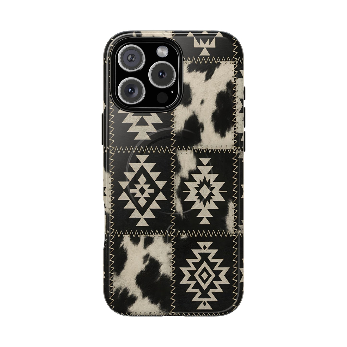 Black Aztec Patchwork Magnetic Case