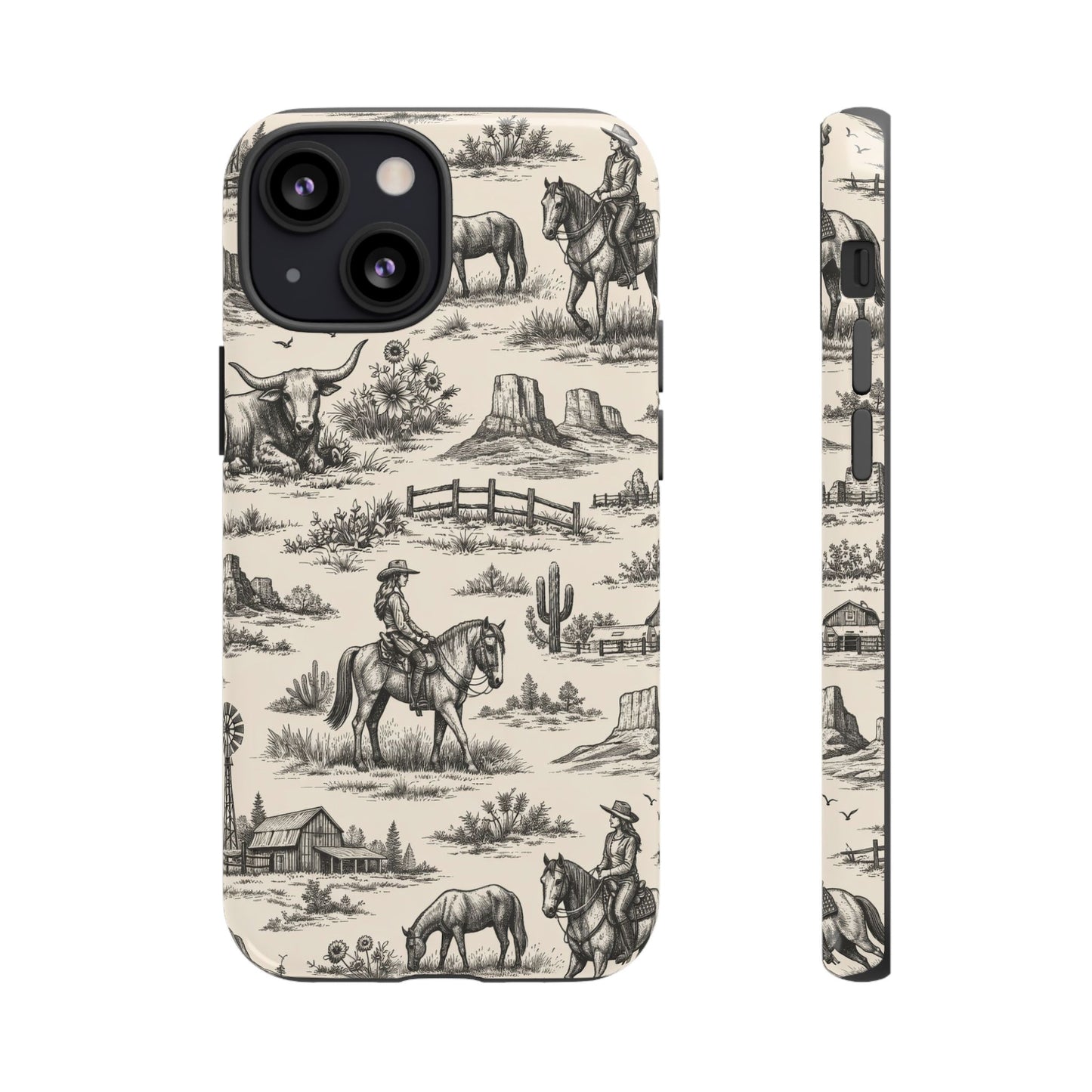 Western Toile Black Tough Case