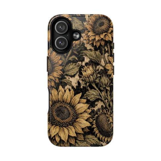 Cowhide Sunflowers Magnetic Case