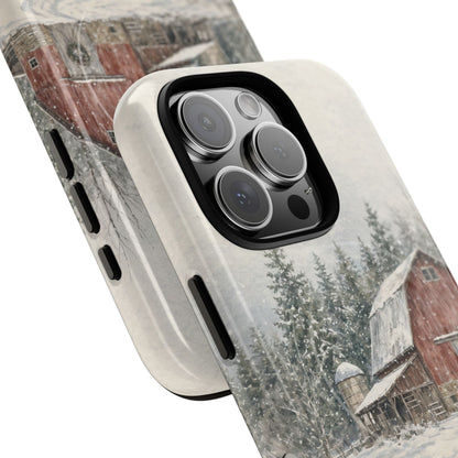 Snowy Red Barn Magnetic Case