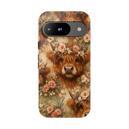 Floral Highland Cow Tough Case