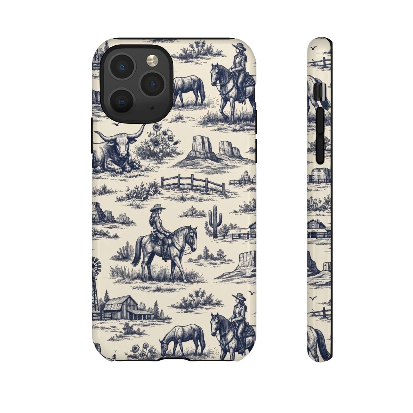 Western Toile Navy Tough Case
