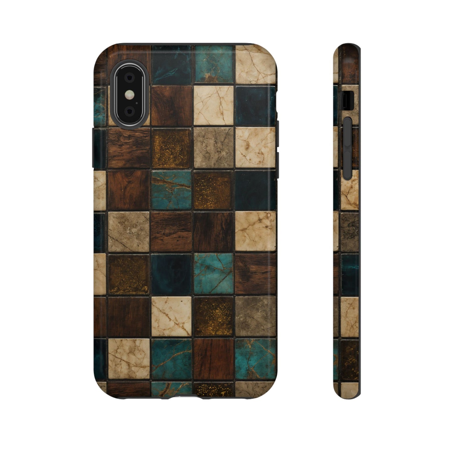 Teal Walnut Tile Tough Case